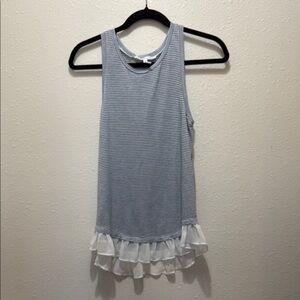 BCBG Striped Sleeveless Top with Ruffle Hem, Size XS